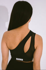 High Support One Shoulder Peek A Boo Sports Bra