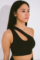 High Support One Shoulder Peek A Boo Sports Bra