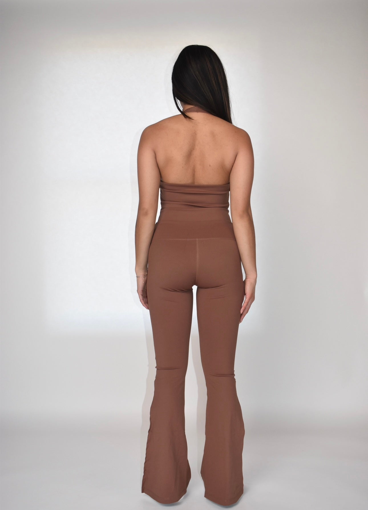 Halter Low Back Jumpsuit- Brown